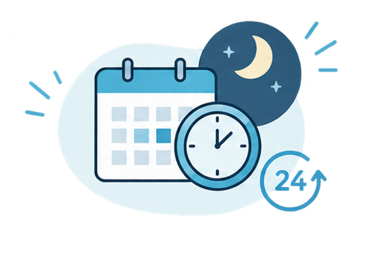 夜間・土日祝も対応可能なことを示すイラスト